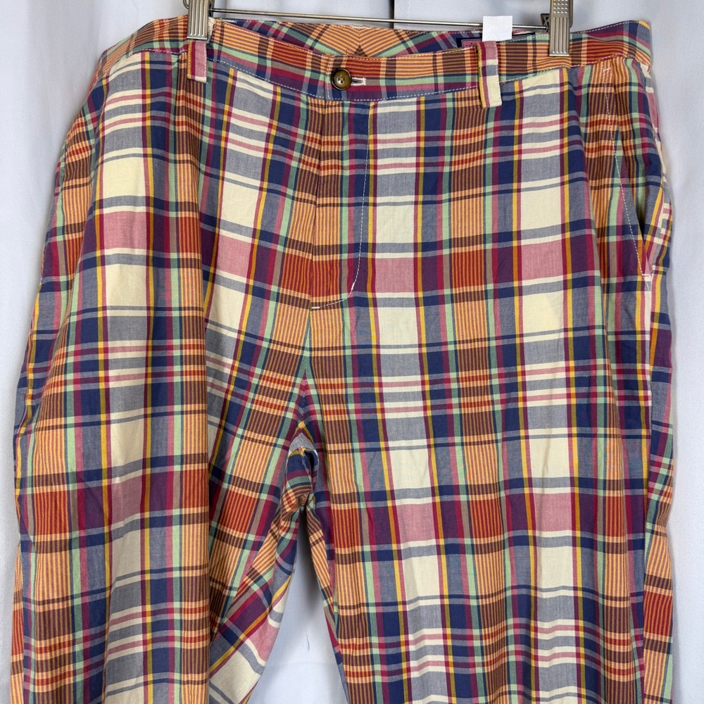 Vineyard Vines Mens 40x32 Plaid Chino Pants Cotton Madras Multi Color Preppy